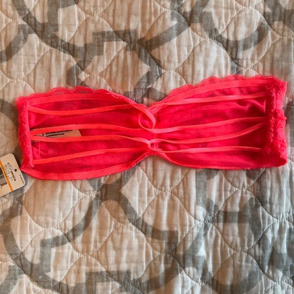 Free People Essential Lace Bandeau in HOT PINK - Picture 3 of 7